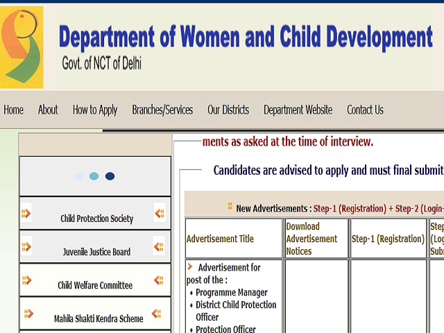 WCD Delhi Recruitment 2021